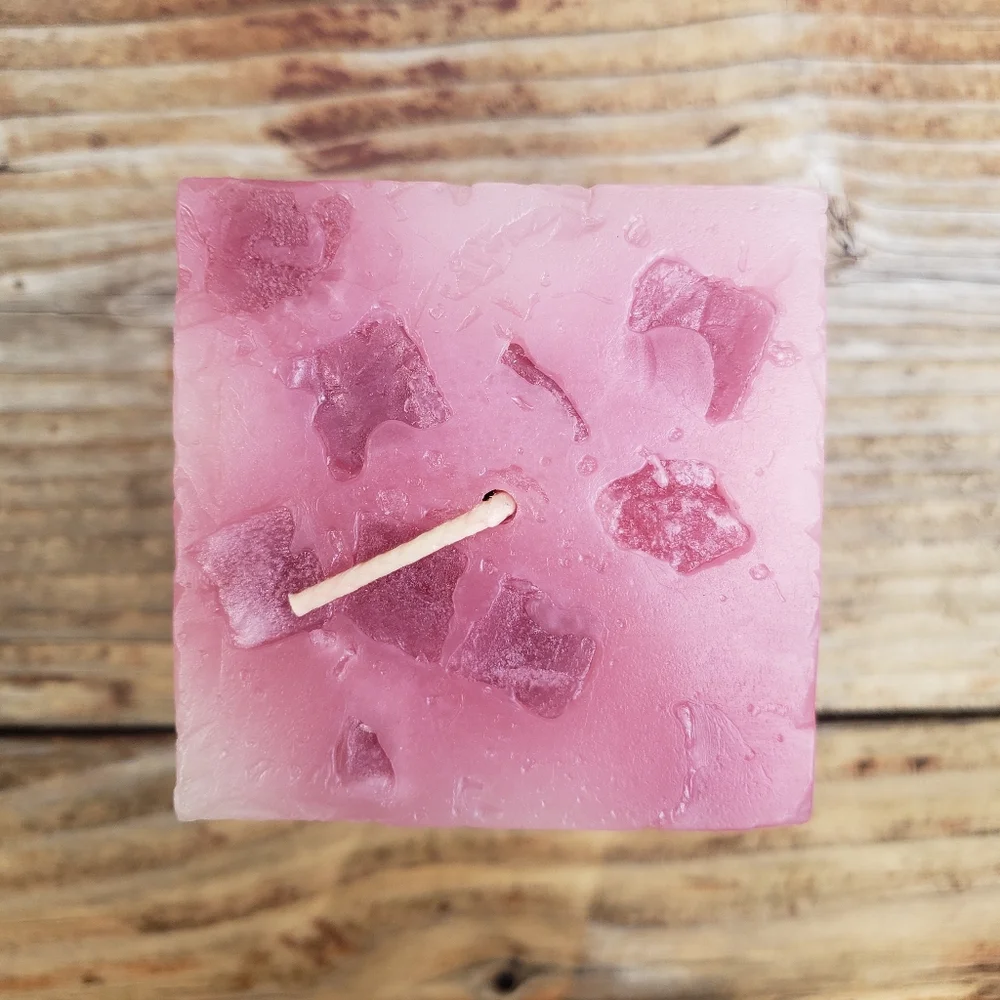 PartyLite Super Chunk Rasberry 3" x 4" Pillar Candle - Square - Picture 6 of 13